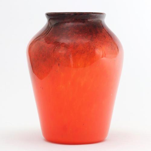 Monart Orange and Black Art Deco Glass Vase c1930 (1 of 8)