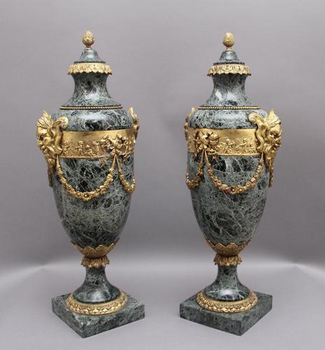 Pair of 19th Century French Marble & Cassoulet Urns (1 of 13)