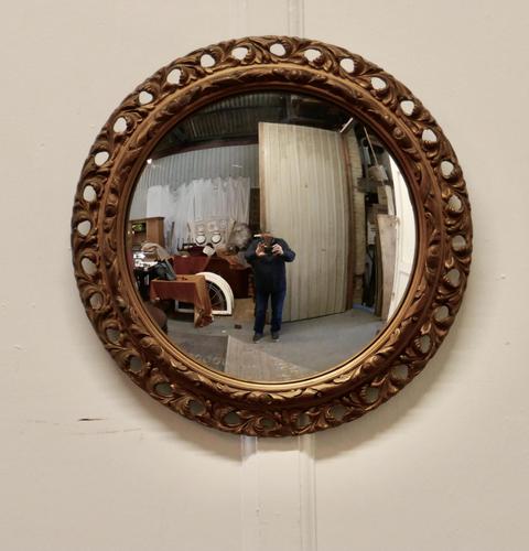 Carved Wood Convex Gilt Wall Mirror (1 of 4) Carved Wood Convex Gilt Wall Mirror (1 of 4)