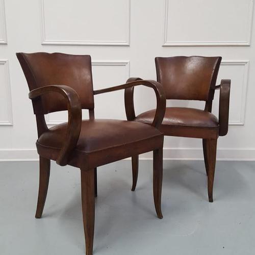 French Vintage Leather Desk Chairs c.1930 (1 of 5)