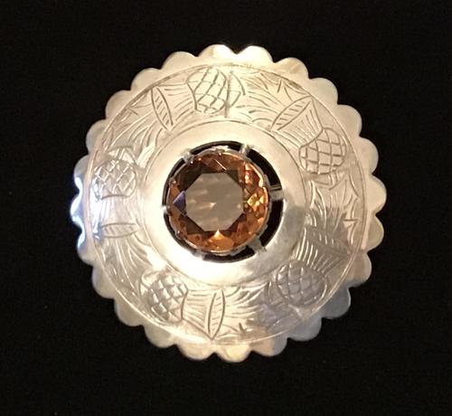 Large Silver Plated and Cairngorm Plaid Brooch (1 of 3)