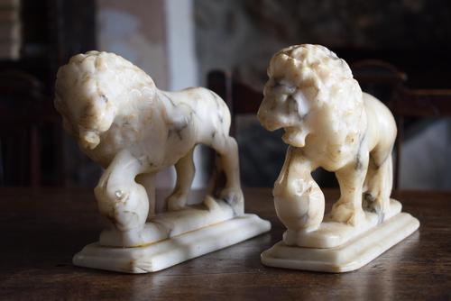 19th Century Marble Medici Lions (1 of 10)