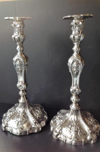 Pair Tall Antique Georgian Silver Candlesticks - 1769 (1 of 10) Pair Tall Antique Georgian Silver Candlesticks - 1769 (1 of 10)