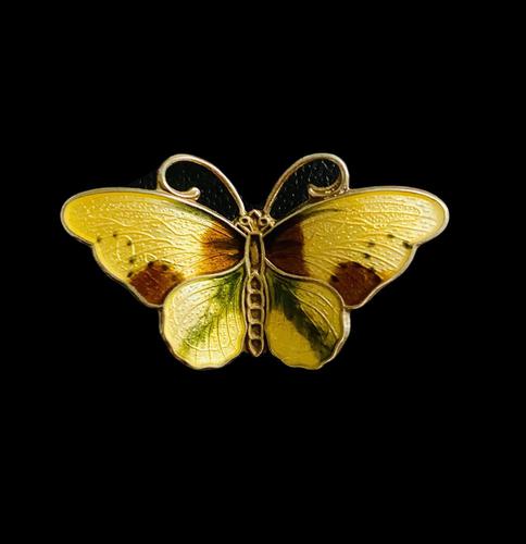 Vintage Hroar Prydz Norway Sterling Silver & Guilloche Enamel Butterfly Brooch / Pin Circa 1940 (1 of 6)