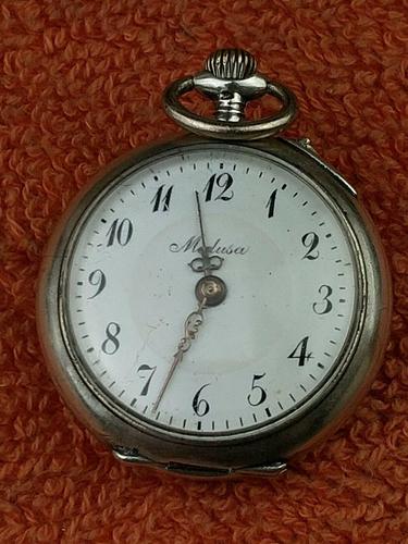 Antique Silver .800 Remontoir Cylindre 10 Rubis Case with Medusa Movement (1 of 6)