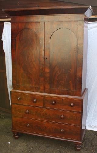 1880's Handsome Mahogany Linen Press with Slides (1 of 5)