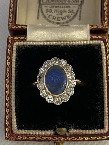 Edwardian 18ct Platinum Set Black Opal & Diamond Cluster Ring (1 of 7)