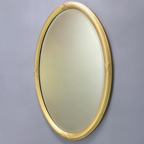 Late 19th Century Gilt Oval Bevelled Mirror with Reeded Frame c.1895 (1 of 7)