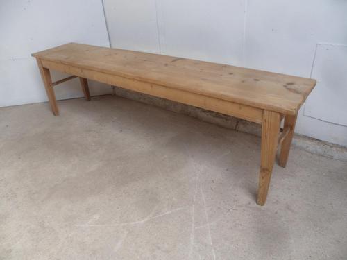 Victorian Antique Pine 4 Seater Kitchen Table / Hall Bench to Wax or Paint (1 of 8)