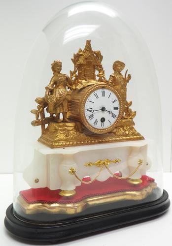 Stunning Complete French Mantel Clock Under Dome with Base Figural Mantle Clock. (1 of 10)