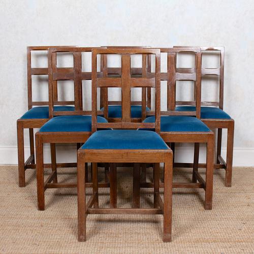 6 Arts & Crafts Carved Oak Dining Chairs (1 of 10)