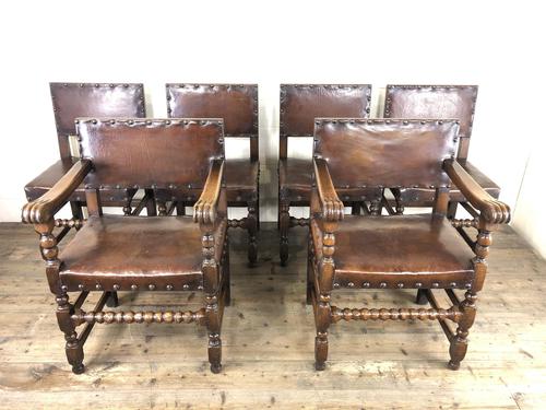 Set of Six Oak & Leather Dining Chairs (1 of 23)