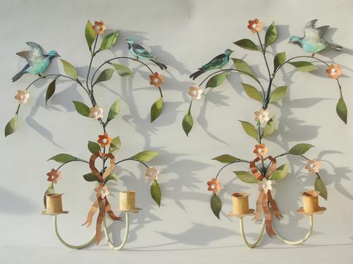 Pretty Pair of Vintage Metal Wall Sconce (1 of 6) Pretty Pair of Vintage Metal Wall Sconce (1 of 6)