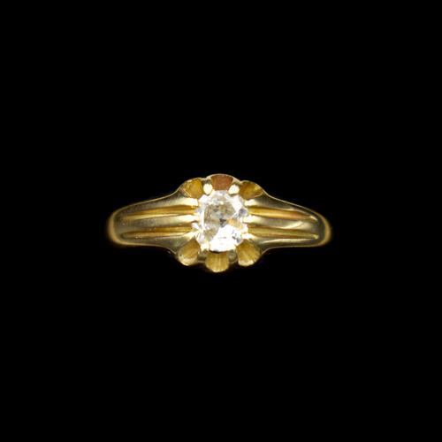 Antique Old Cut Diamond Solitaire Belcher 18ct Gold Ring (1 of 9)