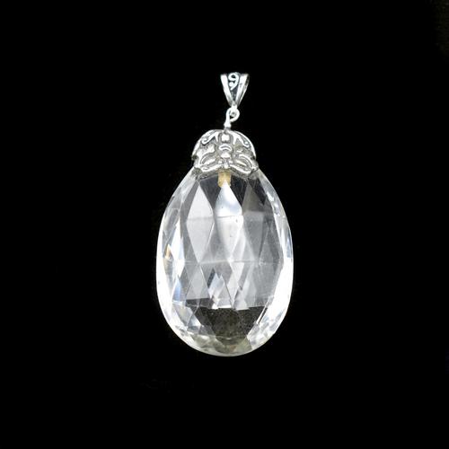 Vintage Rock Crystal Large Sterling Silver Drop Pendant (1 of 9)