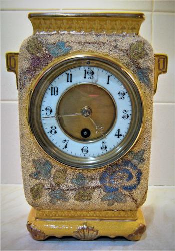 Delightful & Unusual 1900 French Pottery Mantle Timepiece (1 of 5) Delightful & Unusual 1900 French Pottery Mantle Timepiece (1 of 5)