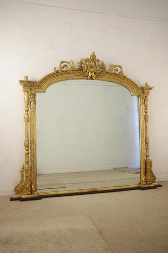 Victorian Gilt Large Overmantle Mirror (1 of 10)