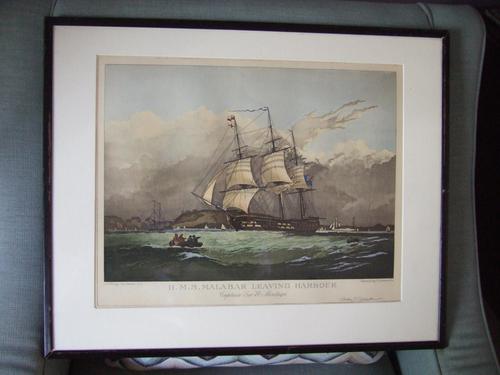 Engraving of HMS Malabar Leaving Harbour by G Garnier, After N Condy Jnr (1 of 5) Engraving of HMS Malabar Leaving Harbour by G Garnier, After N Condy Jnr (1 of 5)