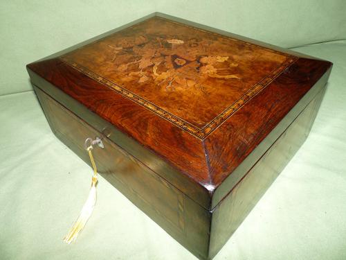 Large Inlaid Burr Walnut & Rosewood Jewellery / Table Box (1 of 15)