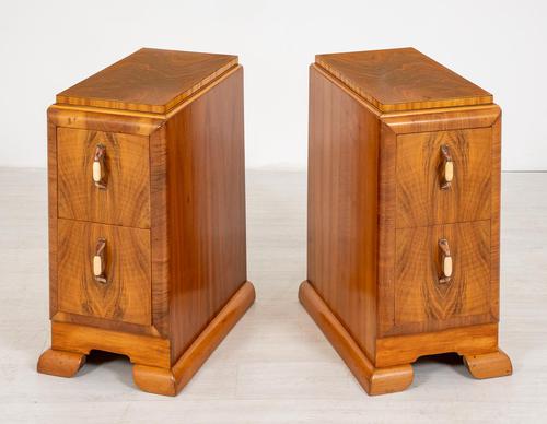 Superb Pair of Walnut Art Deco Bedside Cabinets (1 of 6)