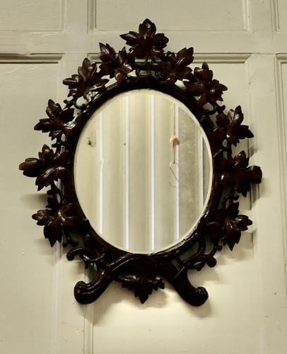 Black Forest Carved Oval Mirror (1 of 8) Black Forest Carved Oval Mirror (1 of 8)