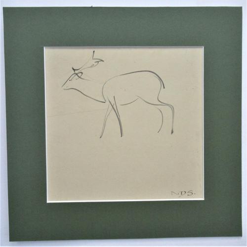 Norman Dudley Short 'British', Stag, original pen & ink drawing c1930, mounted (1 of 4)