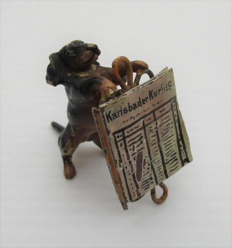 Austrian Cold Painted Bronze, Dachshund with Newspaper, early C20th (1 of 7) Austrian Cold Painted Bronze, Dachshund with Newspaper, early C20th (1 of 7)