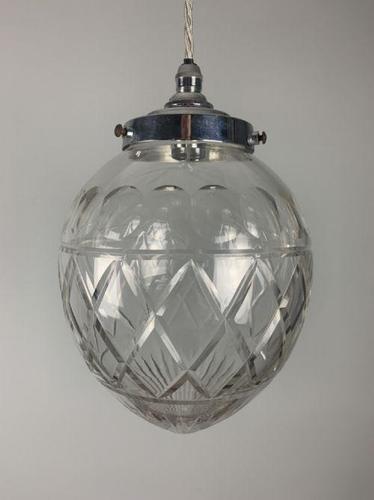 Art Deco Glass Pendant Ceiling Light, Original Shade, Rewired (1 of 5)