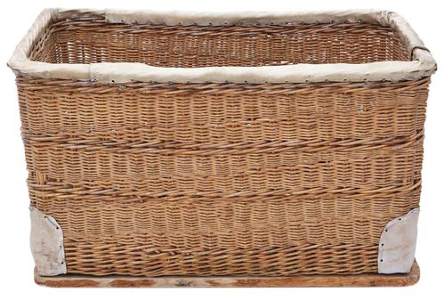 Vintage large strong cane and pig skin log or storage basket (1 of 8) Vintage large strong cane and pig skin log or storage basket (1 of 8)
