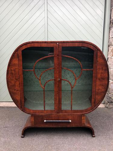 Art Deco Walnut Display Cabinet (1 of 13)