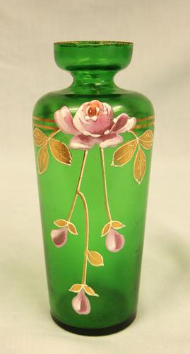 Antique Green Glass Decorated Vase. (1 of 6) Antique Green Glass Decorated Vase. (1 of 6)