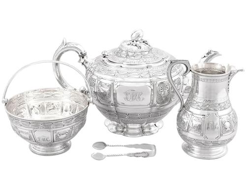 Sterling Silver Three Piece Zodiac Tea Service - Antique Victorian 1882 (1 of 24) Sterling Silver Three Piece Zodiac Tea Service - Antique Victorian 1882 (1 of 24)