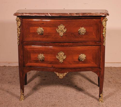 Small Curved Louis XV Commode / Chest of Drawers with Marble - 18th Century (1 of 15) Small Curved Louis XV Commode / Chest of Drawers with Marble - 18th Century (1 of 15)