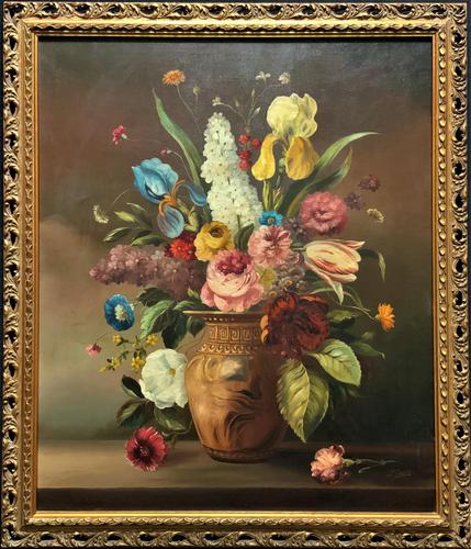 Striking Early 1900s Antique Large Floral Display Oil on Canvas Painting (1 of 12) Striking Early 1900s Antique Large Floral Display Oil on Canvas Painting (1 of 12)