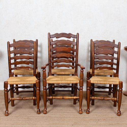 6 Oak Elm Rushwork Country Dining Chairs (1 of 10) 6 Oak Elm Rushwork Country Dining Chairs (1 of 10)