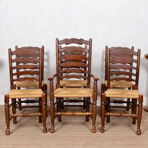 6 Oak Elm Rushwork Country Dining Chairs (1 of 10)