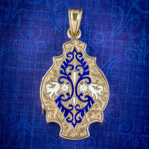 Antique Victorian Enamel Locket 15ct Gold c.1890 (1 of 7) Antique Victorian Enamel Locket 15ct Gold c.1890 (1 of 7)