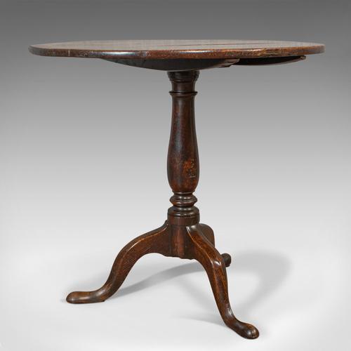 Antique Circular Table, English, Oak, Folding, Side, Occasional, Georgian, 1780 (1 of 9)