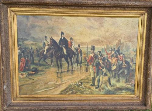 Antique Oil Painting - Wellington At Waterloo, The Dawn Of Day June 18th 1815 (After Robert Alexander Hillingford 1896) (1 of 8)