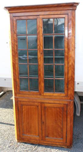 1850's Satin Walnut Corner Cupboard on Stand with Glazed Top (1 of 4)