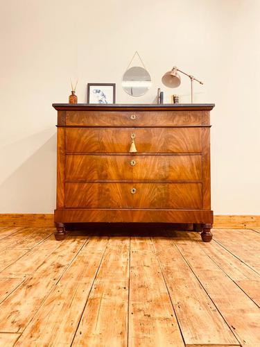 Antique Flamed Mahogany Chest of Drawers / Washstand / Commode With Marble (1 of 5)