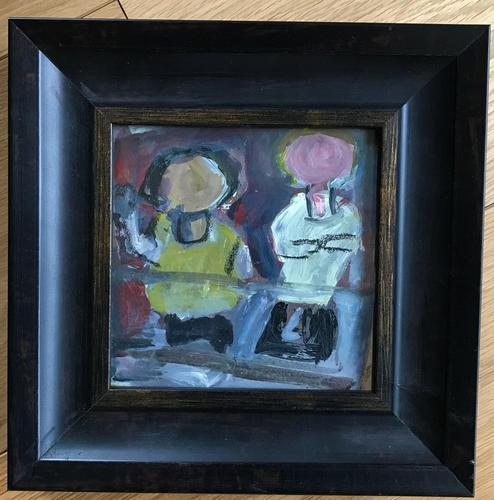 Original mixed media painting 'Figures on a balcony' by Doreen Heaton Potworowski. 1920-2014. c.1970. Framed. (1 of 1) Original mixed media painting 'Figures on a balcony' by Doreen Heaton Potworowski. 1920-2014. c.1970. Framed. (1 of 1)