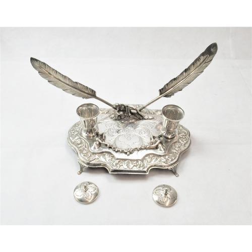 Impressive Sterling Silver Inkwell, approximately 42 x 21cm. (1 of 7) Impressive Sterling Silver Inkwell, approximately 42 x 21cm. (1 of 7)