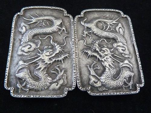 Fine Chinese Silver Buckle # 3 - Dragons , Signed TC (1 of 5) Fine Chinese Silver Buckle # 3 - Dragons , Signed TC (1 of 5)