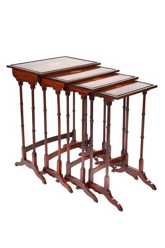 Fine Edwardian Inlaid Mahogany Nest of Quartetto Tables (1 of 6) Fine Edwardian Inlaid Mahogany Nest of Quartetto Tables (1 of 6)