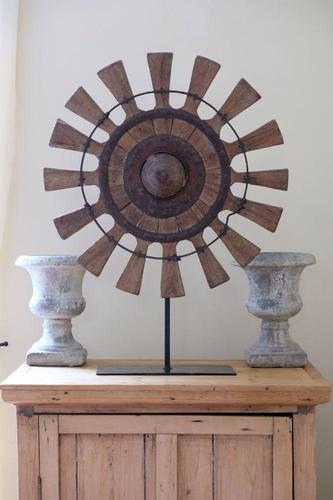 Teak & Wrought Iron fan sculpture (1 of 7) Teak & Wrought Iron fan sculpture (1 of 7)