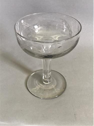 Unusual Victorian Etched Hollow Stem Champagne Glass (1 of 4)