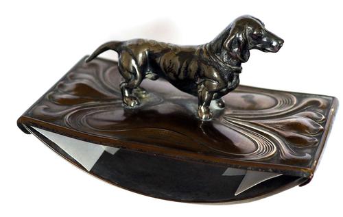 Art Nouveau WMF Style Metal Blotter with Dachshund Finial (1 of 5)