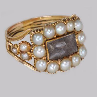 Georgian 15ct Gold Pearl Antique Memorial English Ring c.1800 (1 of 20)