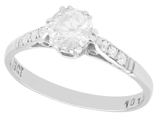 0.67ct Diamond & 18ct White Gold Solitaire Ring c.1925 (1 of 9)